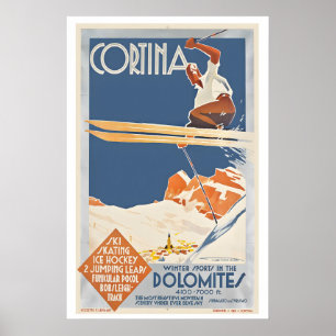 Cortina Italy Winter Sport in the Dolomites Poster
