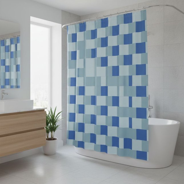Cortina, shower, checkered, blue, light blue (Creator Uploaded)
