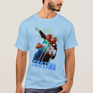 Cortina Vintage Italian travel ski winter sport T-Shirt