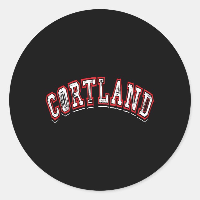 Cortland New York Varsity Style Crown City Classic Round Sticker (Front)