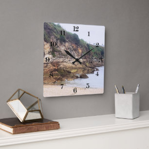 Coruna, Spain Cliffs And Scenic Ocean View Square Wall Clock