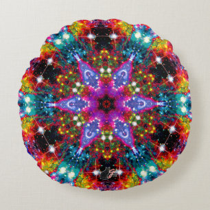 Coruscation Stellar Kaleid Round Pillow
