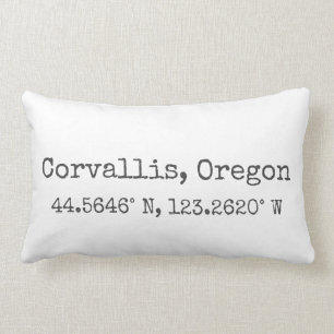 Corvallis, Oregon Coordinates Lumbar Pillow