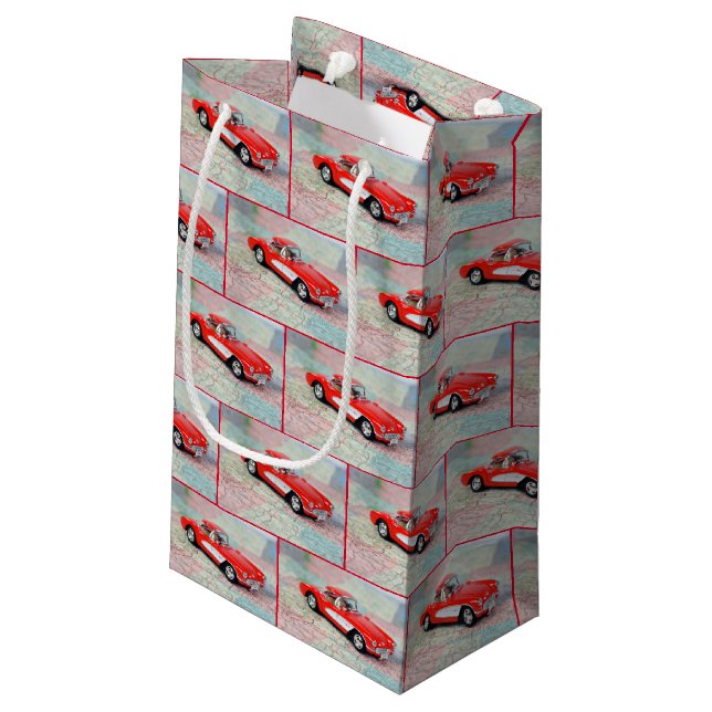 Corvette 1957 on road map small gift bag (Back Angled)