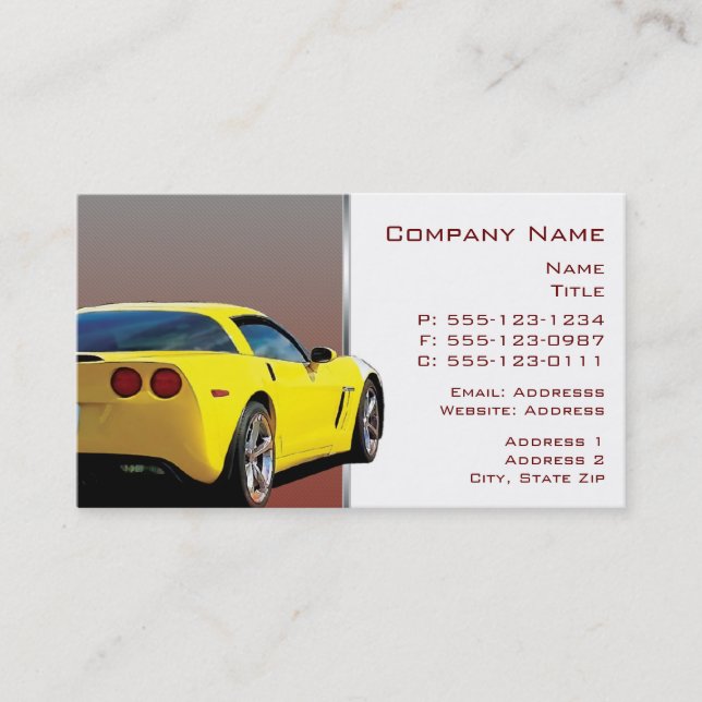 Corvette Backside Business Cards (Front)