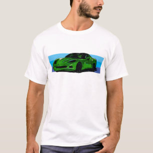 Corvette C6 Green Sportscar with Blue Stripe  T-Shirt