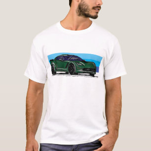 Corvette C7 Green Sportscar with Blue Stripe  T-Shirt