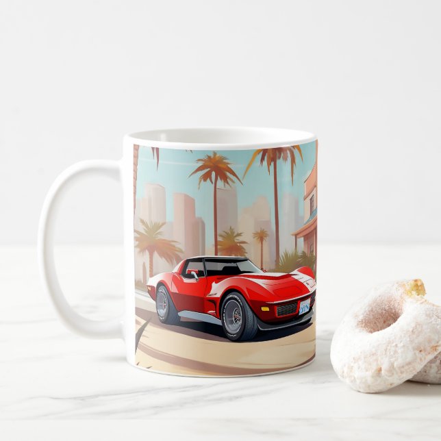 Corvette Chevy Stingray Café Mug (Avec donut)