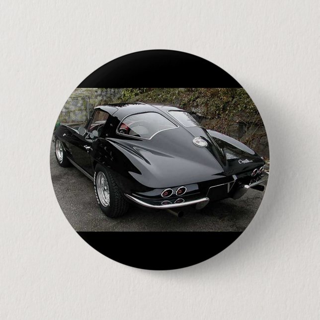 Corvette Classic Black Split Window 2 Inch Round Button (Front)