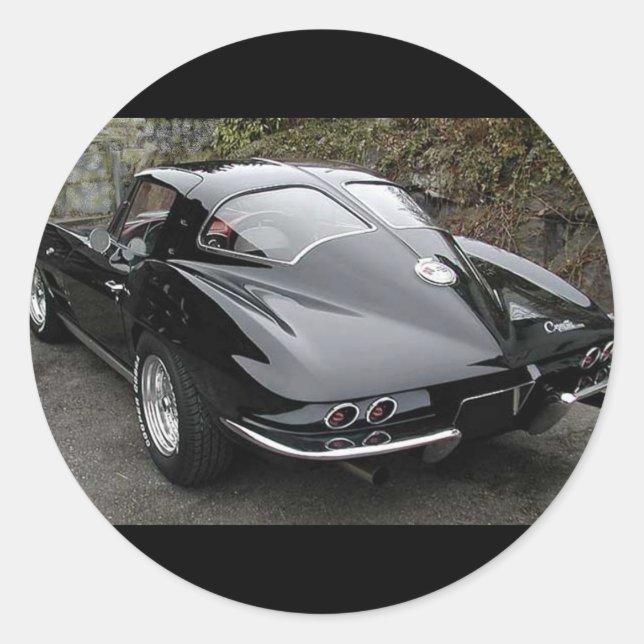 Corvette Classic Black Split Window Classic Round Sticker (Front)