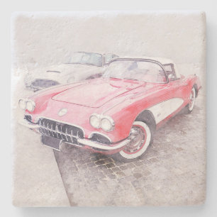 Corvette Digital Painting Stone Coaster
