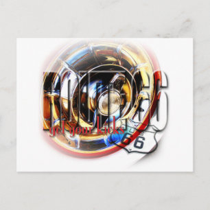 Corvette Hubcap - Route 66 Postcard