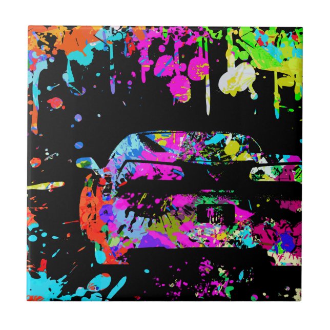 Corvette Paint Splatter Graffiti Effect Tile (Front)