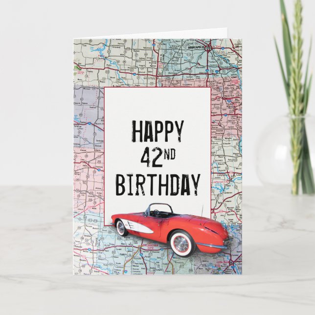 Corvette rétro 42e anniversaire sur la carte (Devant)