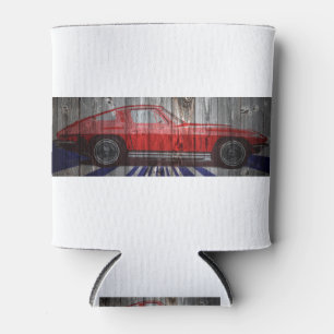 Corvette Stingray on barn wood design Can Cooler