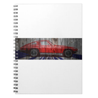 Corvette Stingray on barn wood design Notebook