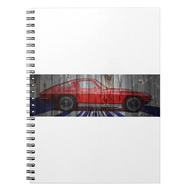 Corvette Stingray on barn wood design Notebook (Front)