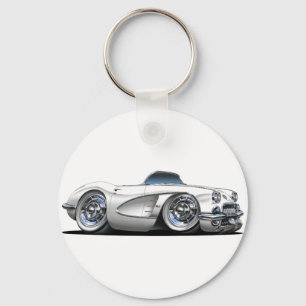 Corvette White Convertible Keychain