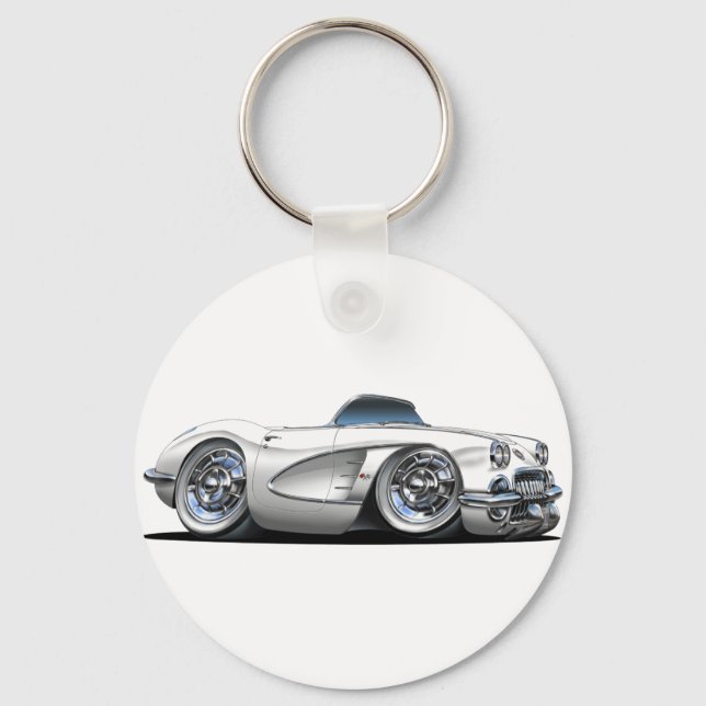 Corvette White Convertible Keychain (Front)