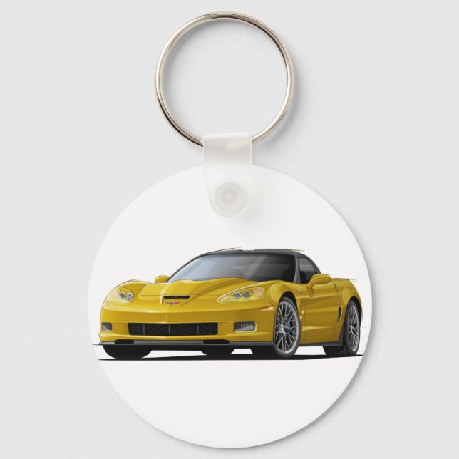 Corvette ZR1 Yellow Car Keychain (Front)