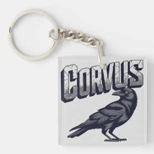 Corvus Raven Mascot Graphic Keychain