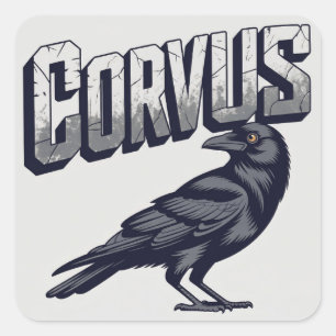 Corvus Raven Mascot Graphic Square Sticker