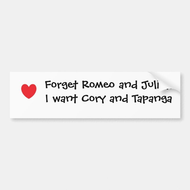 Cory and Topanga Bumper Sticker (Front)