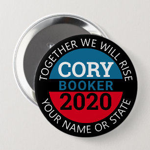 Cory Booker 2020 Together We Will Rise Campaign 4 Inch Round Button