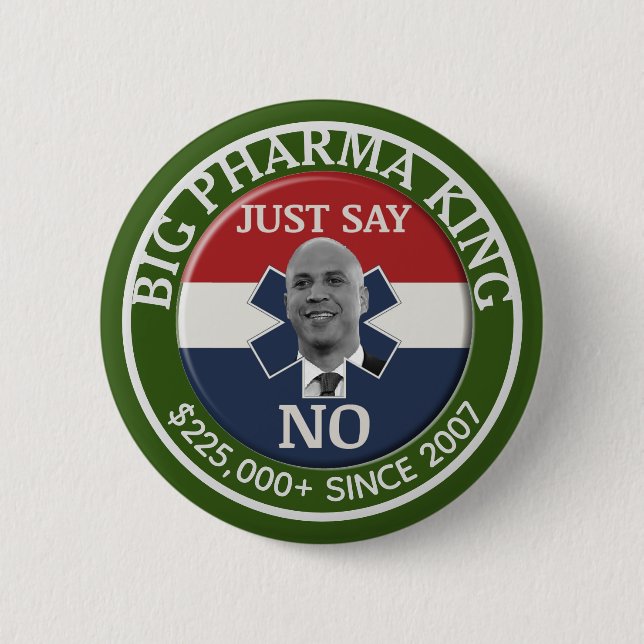 Cory Booker: Big Pharma King 2 Inch Round Button (Front)