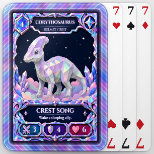 Corythosaurus Dinosaur, Rainbow Foil Art Playing Cards