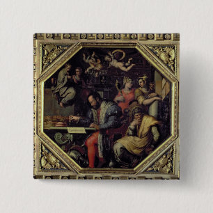 Cosimo I de' Medici (1519-74) planning the conques 2 Inch Square Button