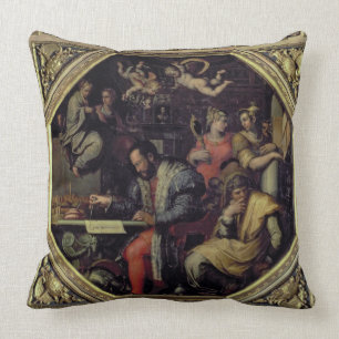 Cosimo I de' Medici (1519-74) planning the conques Throw Pillow