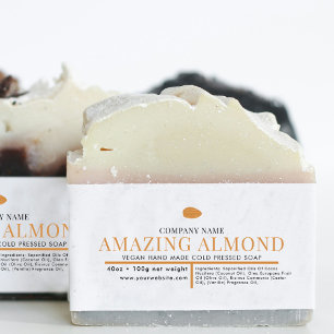 Cosmetic Bar Soap Belly Band Label Wrap Almond Invitation Belly Band