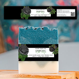 Cosmetic Bar Soap Belly Band Label Wrap Black Rose Invitation Belly Band