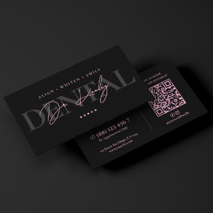 Cosmetic Dentist Minimal Pink Black Dental Clinic  Business Card