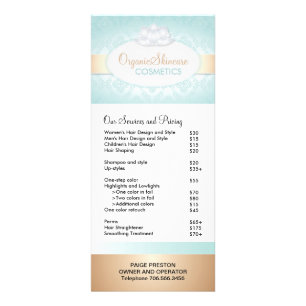 Cosmetics and Salon Price List & Rack Card