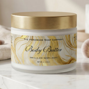 Cosmetics Body Butter Jar Label Ivory Marble Gold