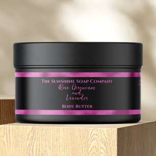 Cosmetics Jar Label - Black and Fuchsia Foil