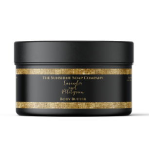 Cosmetics Jar Label - Black and Gold Glitter