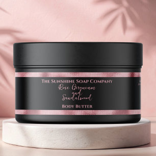 Cosmetics Jar Label - Black and Pink Foil