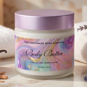 Cosmetics Jar Label Holographic Gold