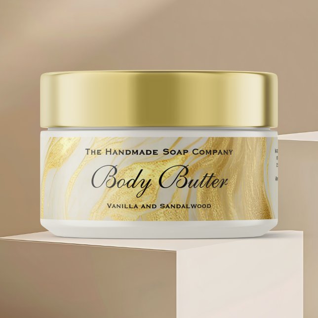 Cosmetics Jar Label - Ivory Marble and Gold (Creator Uploaded)