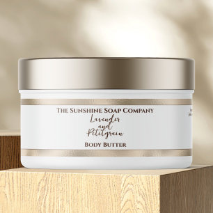 Cosmetics Jar Label - White with Pearl Foil