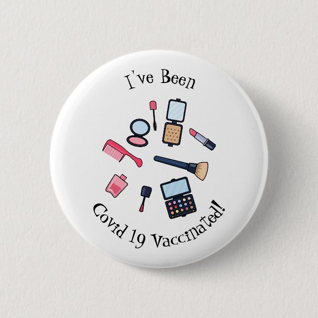 Cosmetics / make-up cartoon illustration 2 inch round button (Front)