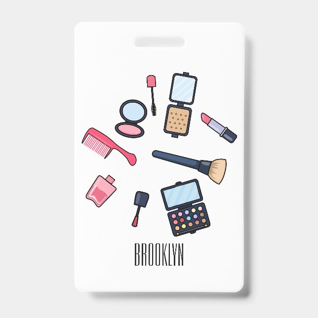 Cosmetics / make-up cartoon illustration badge (Front)