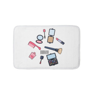 Cosmetics / make-up cartoon illustration bath mat