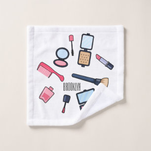 Cosmetics / make-up cartoon illustration bath towel set