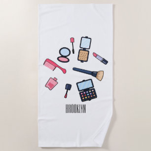 Cosmetics / make-up cartoon illustration beach towel