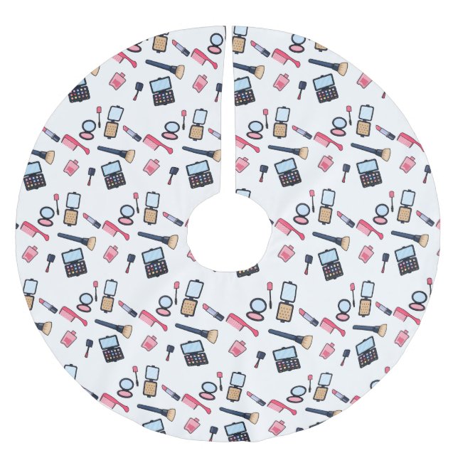 Cosmetics / make-up cartoon illustration brushed polyester tree skirt (Front)