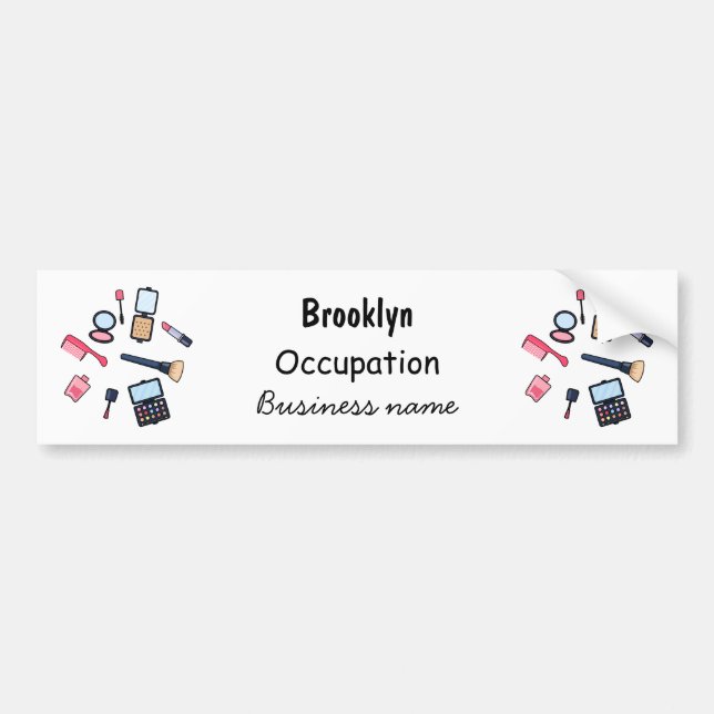 Cosmetics / make-up cartoon illustration bumper sticker (Front)